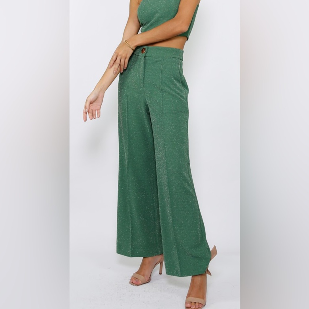 Lurex pants with gold button detail